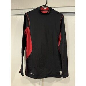 Nike Pro Combat Dri-Fit Hyperwarm Longsleeve Shirt Mens Med Black Red